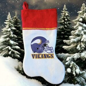 NFL Minnesota Vikings Holiday Christmas Felt Stocking Gold Accents